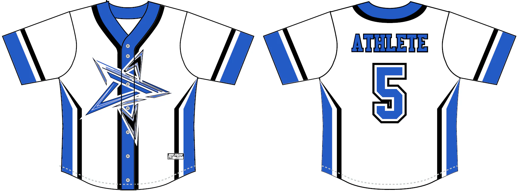 5 Star  - Full Button Baseball Jersey - Image 3