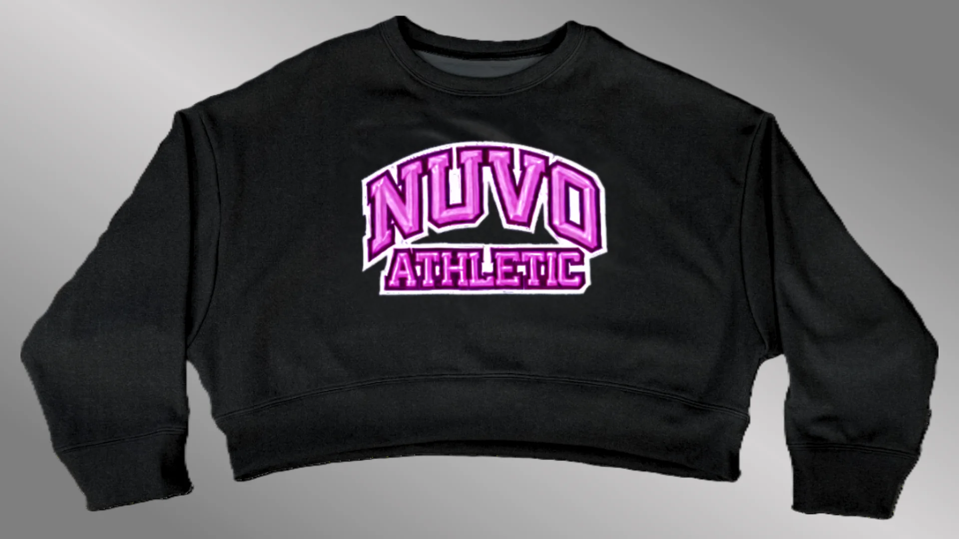 BLACK Omega Oversized Crop Sweatshirt | Arch & Bridge Font - Image 3