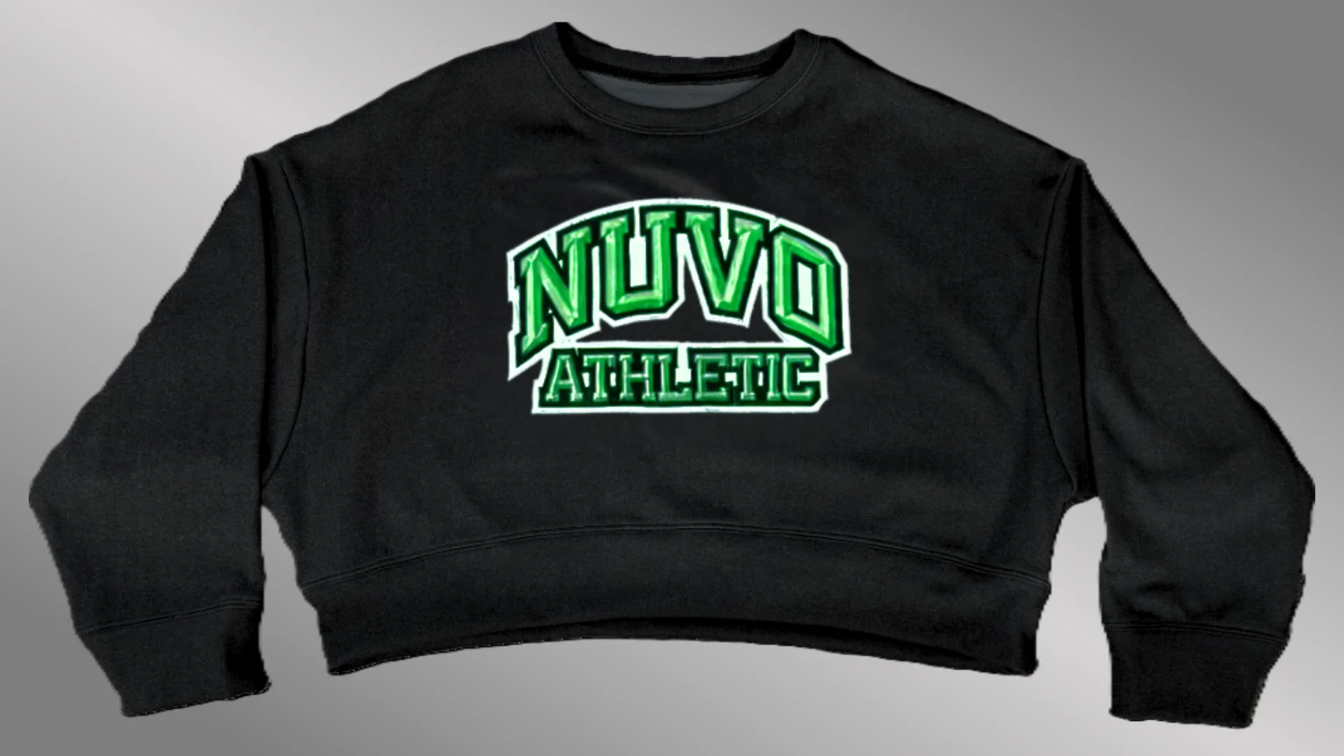 BLACK Omega Oversized Crop Sweatshirt | Arch & Bridge Font - Image 5