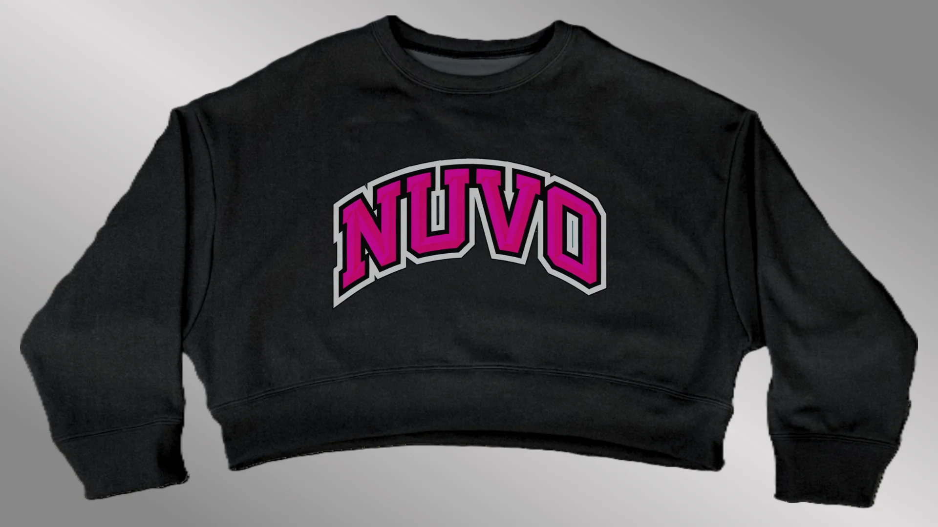 BLACK Omega Oversized Crop Sweatshirt | Arch Font - Image 3