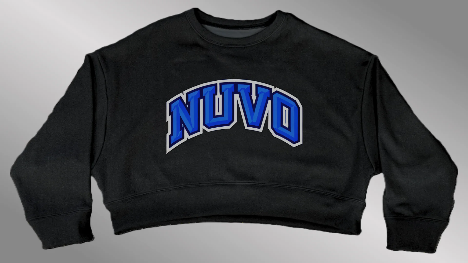 BLACK Omega Oversized Crop Sweatshirt | Arch Font - Image 4