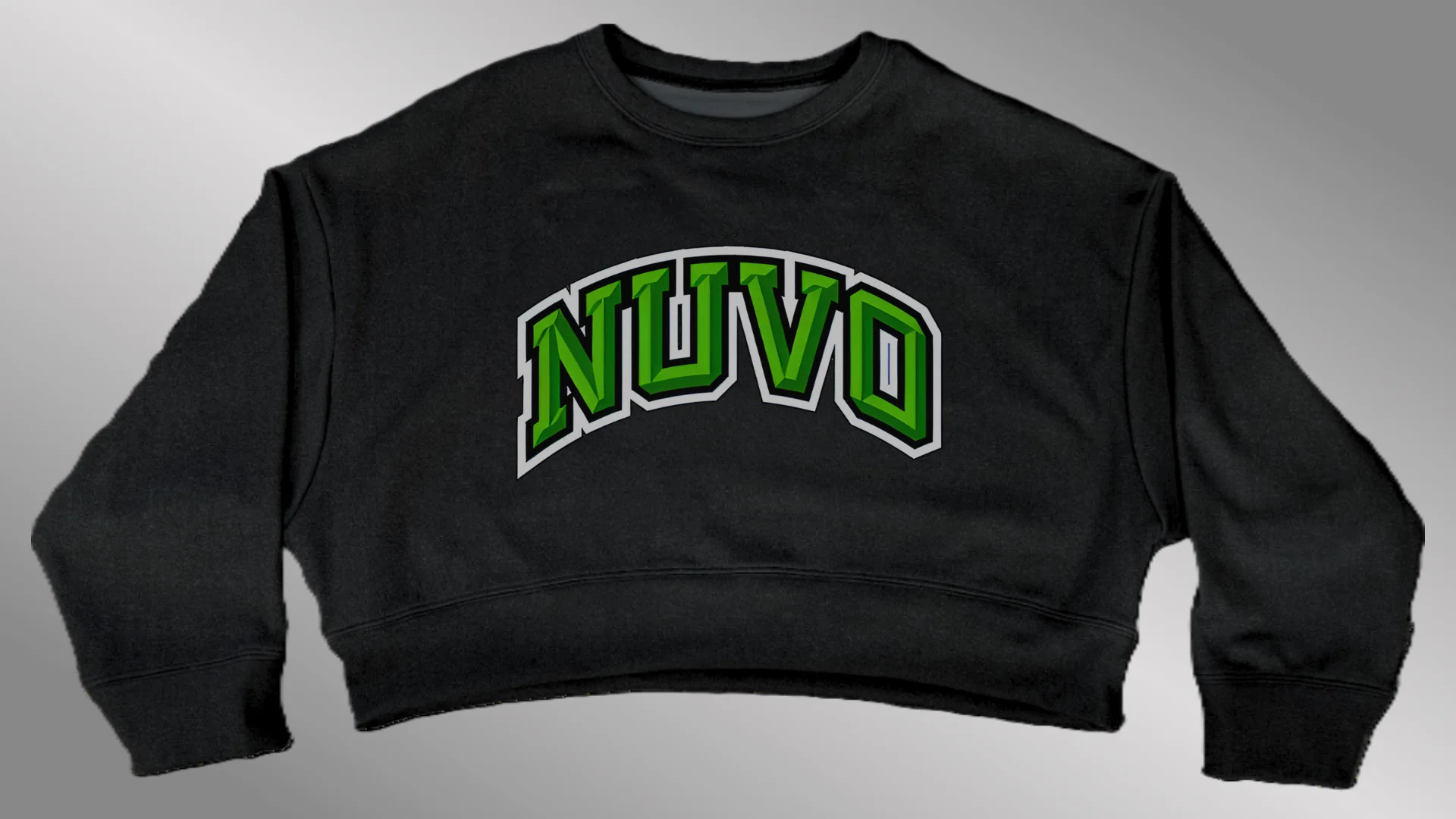 BLACK Omega Oversized Crop Sweatshirt | Arch Font - Image 5
