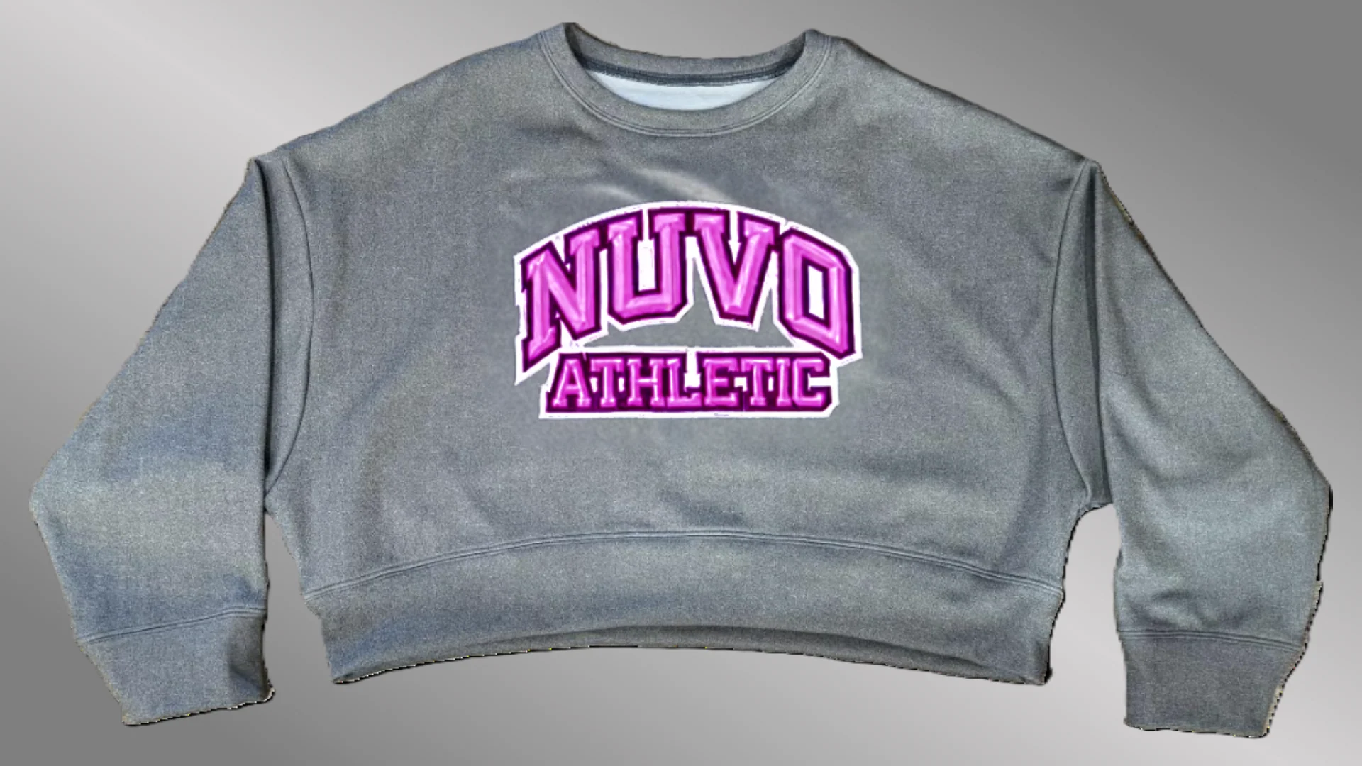GRAY Omega Oversized Crop Sweatshirt | Arch & Bridge Font - Image 3
