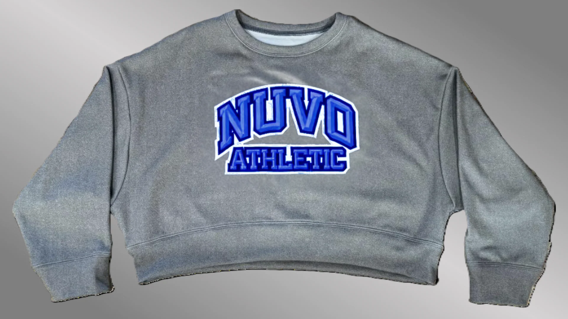 GRAY Omega Oversized Crop Sweatshirt | Arch & Bridge Font - Image 4