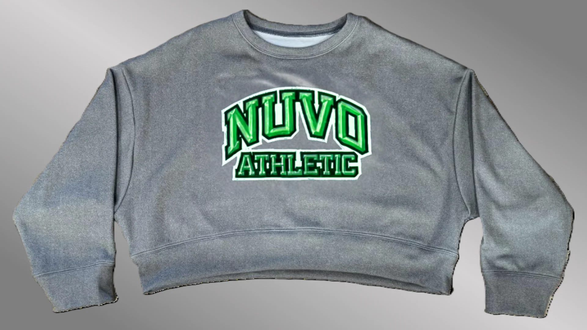 GRAY Omega Oversized Crop Sweatshirt | Arch & Bridge Font - Image 5