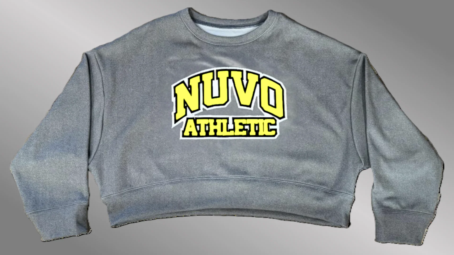 GRAY Omega Oversized Crop Sweatshirt | Arch & Bridge Font - Image 6
