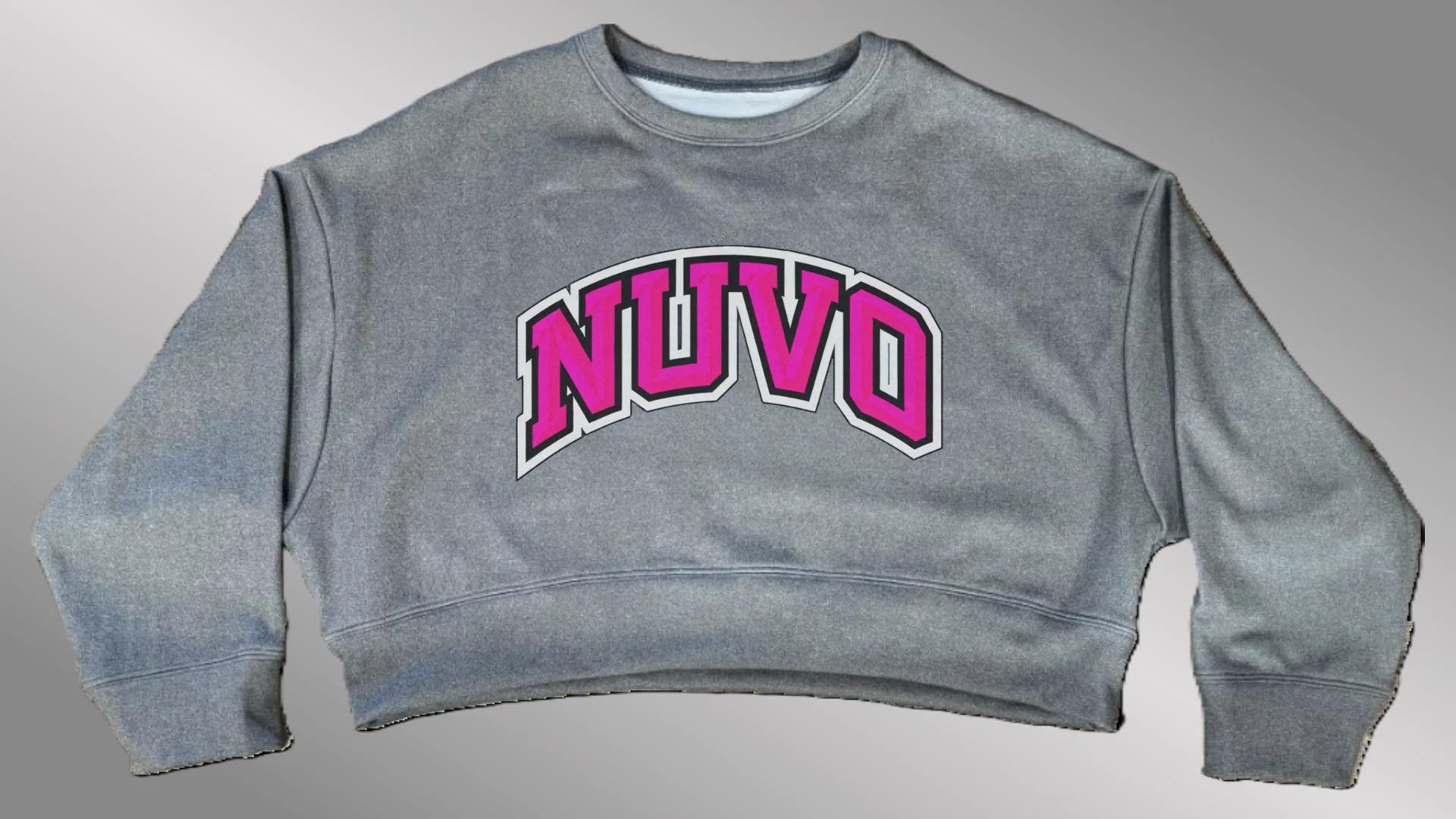 GRAY Omega Oversized Crop Sweatshirt | Arch Font - Image 3