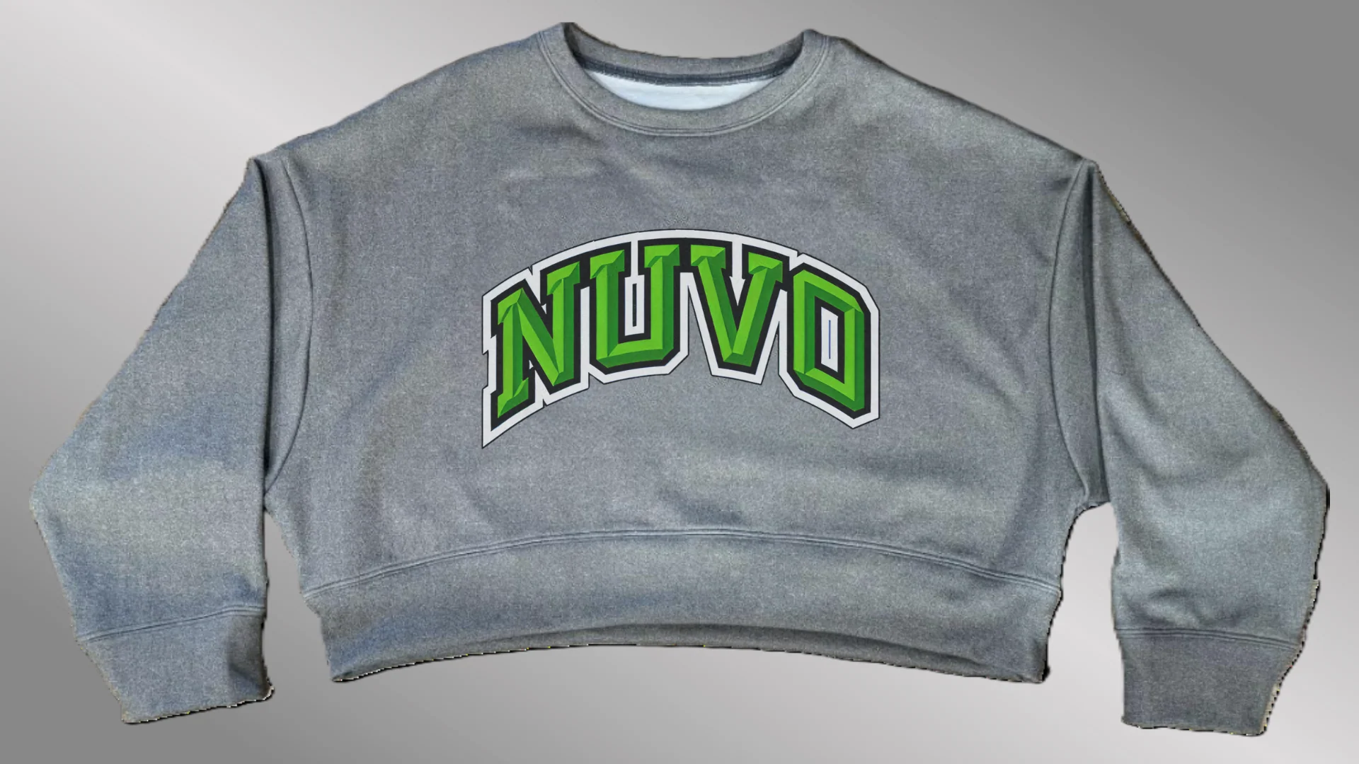 GRAY Omega Oversized Crop Sweatshirt | Arch Font - Image 5